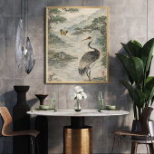 Vintage Crane Bird Art – Japanese Style ポスター