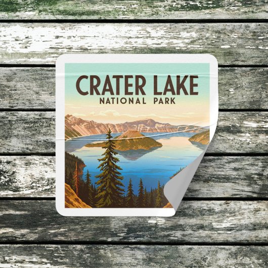 Vintage Crater Lake National Park スクエアシール