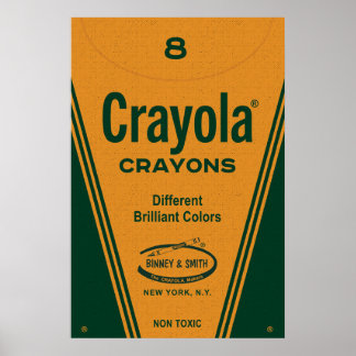 Vintage Crayon Box Wall Art – Retro Color Typograp ポスター