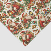 Vintage Cream Christmas Santa Claus Pattern 薄葉紙 (詳細)