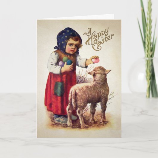 Vintage Creepy Girl Easter Card シーズンカード (正面)