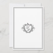 Vintage crest black and white monogram wedding 招待状 (裏面)