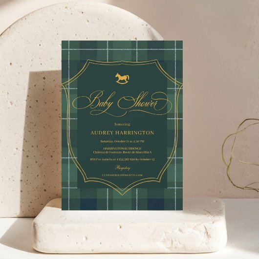 Vintage Crest Polo Paid Equestrian Baby Shower 招待状