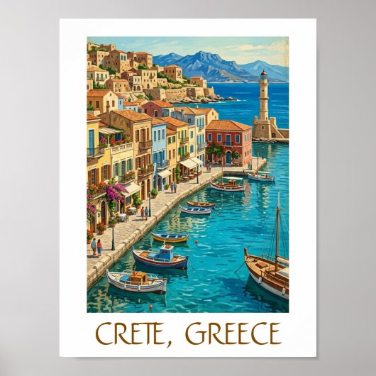 Vintage Crete Greece Mediterranean Travel Scenery ポスター (正面)