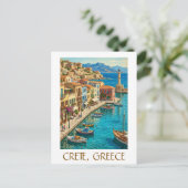 Vintage Crete Greece Mediterranean Travel Scenery ポストカード (スタンド正面)