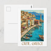 Vintage Crete Greece Mediterranean Travel Scenery ポストカード (正面/裏面)