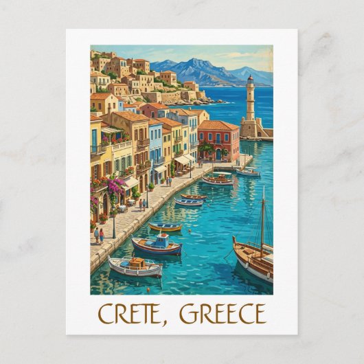 Vintage Crete Greece Mediterranean Travel Scenery ポストカード (正面)