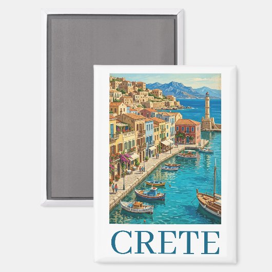 Vintage Crete Greece Mediterranean Travel Scenery マグネット (正面/裏面)