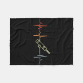 Vintage Cricket Heartbeat Cricket Player Heart Rat フリースブランケット (正面(横))