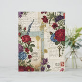 Vintage Crimson Blooms Ephemera Scrapbook Paper (スタンド正面)