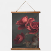 Vintage Crimson Roses Triptych - Moody Botanical 吊り下げ型タペストリー (正面)