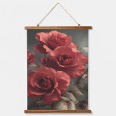 Vintage Crimson Roses Triptych - Moody Botanical 吊り下げ型タペストリー (正面2)