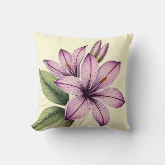 Vintage Crocus on Weathered Paper クッション (正面)