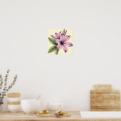 Vintage Crocus on Weathered Paper ポスター (キッチン)