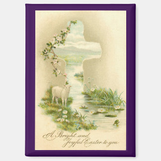 Vintage Cross With Lamb Easter Magnet マグネット