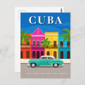 Vintage Cuba Travel Classic Car ポストカード (正面/裏面)