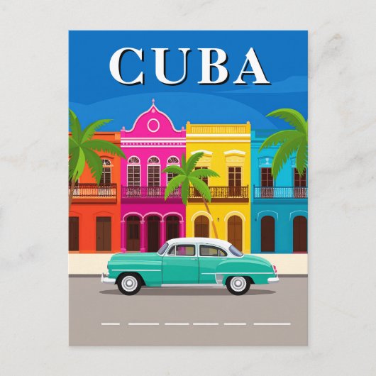 Vintage Cuba Travel Classic Car ポストカード (正面)
