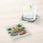 Vintage Cuba Travel - Greetings From Havana ガラスコースター (アングル)