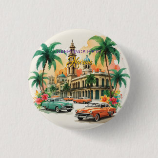 Vintage Cuba Travel - Greetings From Havana 缶バッジ