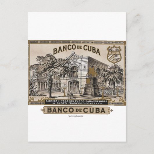 Vintage Cubano Banco de Cuba de Cuba ポストカード (正面)