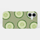 Vintage Cucumber Slice Pattern iPhone 16ケース (裏面横)