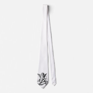 Vintage Cupid Cherub Illustration White Necktie ネクタイ