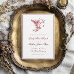 Vintage Cupid Elegant Romantic Red Wedding セーブザデート<br><div class="desc">Announce your special day with timeless romance using this Vintage Cupid Elegant Red Wedding Save the Date Invitation Card. This striking save the date invitation template features a vintage-inspired illustration of Cupid with his bow and arrow, symbolizing love and destiny in a bold, memorable way. Elegant calligraphy script adds a...</div>