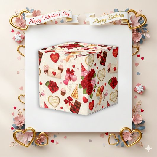 Vintage Cupid Floral Birthday Valentine フェイバーボックス