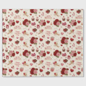 Vintage Cupid Floral Birthday Valentine ラッピングペーパー (フラット)