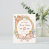 Vintage cupid floral bow wedding 招待状 (スタンド正面)