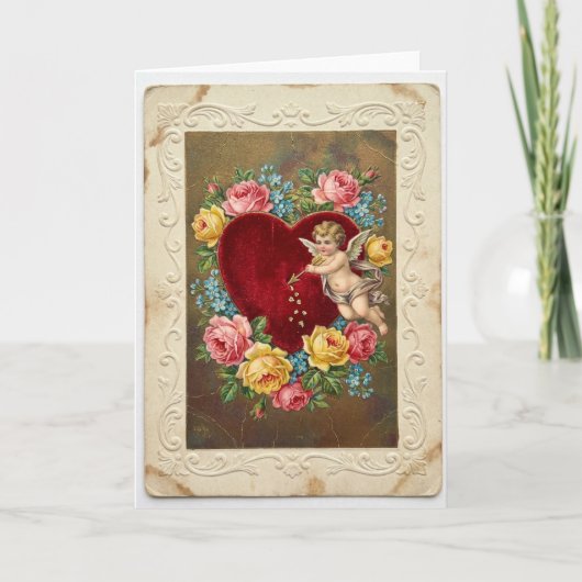 Vintage Cupid Love Valentine Card カード (正面)