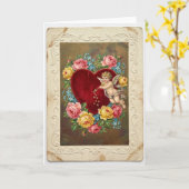 Vintage Cupid Love Valentine Card カード (黄色い花)