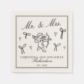 Vintage Cupid Romantic Bows Old Money Wedding スタンダードカクテルナプキン (正面)
