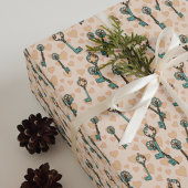 Vintage Cupid, Roses & Skeleton Keys Victorian ラッピングペーパーシート