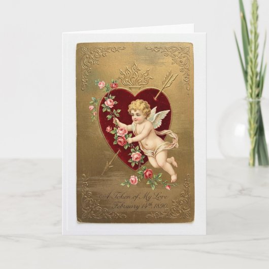 Vintage Cupid Valentine Card カード (正面)