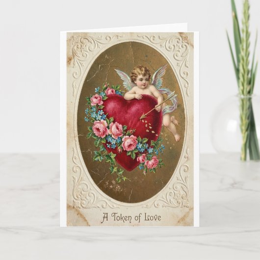 Vintage Cupid Valentine Love Card カード (正面)