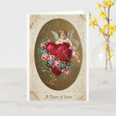 Vintage Cupid Valentine Love Card カード (黄色い花)