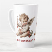Vintage Cupid With Heart Bow カフェラテマグ (左アングル)