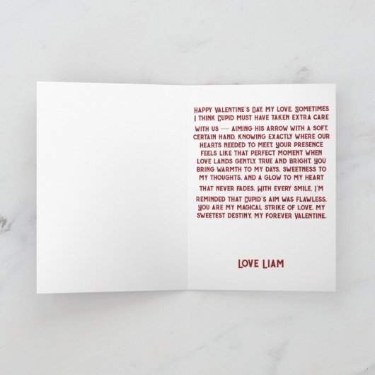 Vintage Cupid With Heart Bow カード (内部)