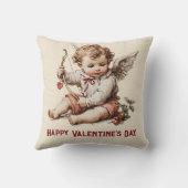 Vintage Cupid With Heart Bow クッション (裏面)