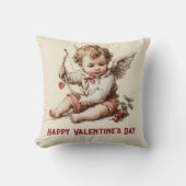 Vintage Cupid With Heart Bow クッション (正面)