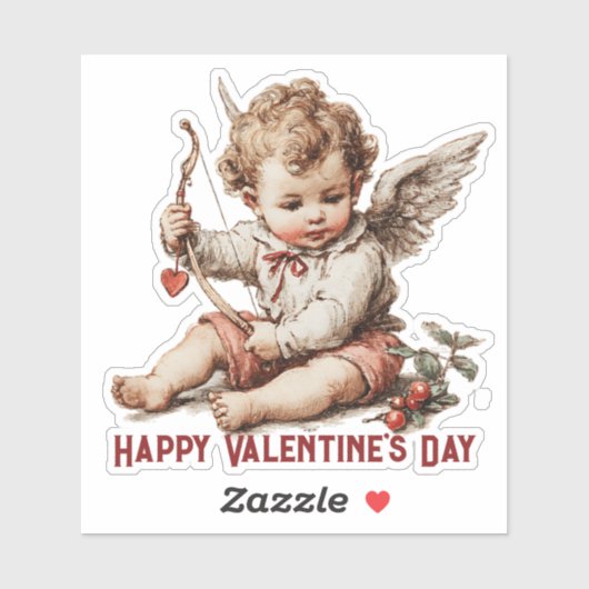Vintage Cupid With Heart Bow シール (シート)