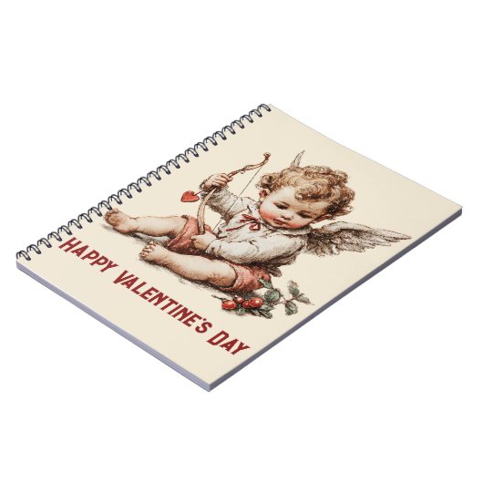 Vintage Cupid With Heart Bow ノートブック (左側)