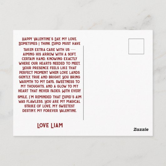 Vintage Cupid With Heart Bow ポストカード (裏面)