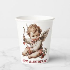 Vintage Cupid With Heart Bow 紙コップ