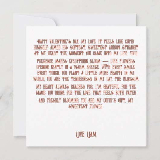 Vintage Cupid with Rose Bouquet カード (裏面)