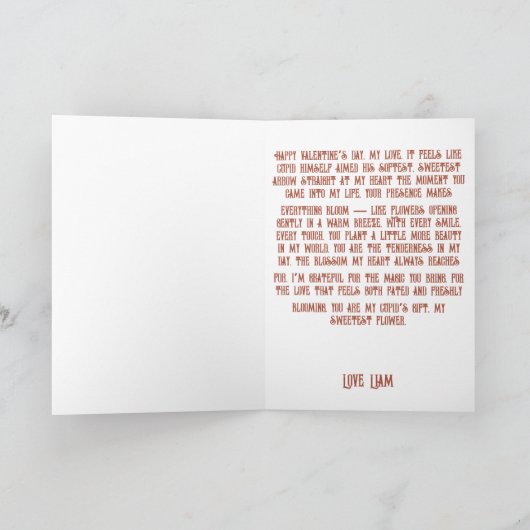 Vintage Cupid with Rose Bouquet カード (内部)