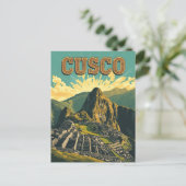Vintage Cusco Peru Travel Poster Ruins ポストカード (スタンド正面)