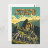 Vintage Cusco Peru Travel Poster Ruins ポストカード (正面/裏面)