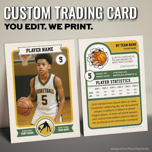 Vintage Custom Basketball Trading Card, Green コーリングカード